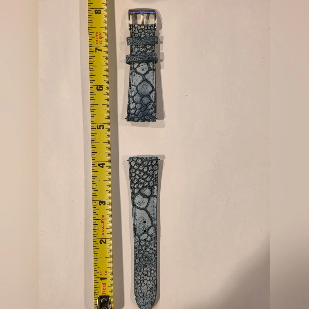 Blue Textured Leather Watch Band